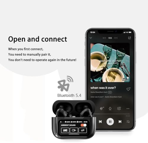 A9 Pro Black Wireless Bluetooth Earphones – Cutting-Edge Touch Screen Noise Cancelling Sports Earbuds with IPX4 Waterproof Protection, Advanced 5.4 Bluetooth Connectivity, and Ergonomic Comfort for Unmatched Audio Performance During Workouts and Daily Activities