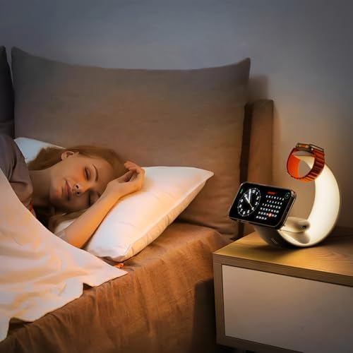 Ultimate 3-in-1 Magnetic Wireless Charging Station for Apple Devices – Fast Charge Your i Phone 16/15/14/13/12/11, Apple Watch Series & Air Pods 4 with RGB Night Light – Enhanced Safety & Intelligent Charging Technology – Artful Design for Home and Office Aesthetics