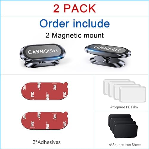 Ultimate 2-Pack Magnetic Car Phone Holder: Unmatched Stability with Super Strong Magnets – 360° Rotating Dashboard Mount for All Smartphones – Quick Installation for Enhanced Safety and Convenience on the Road