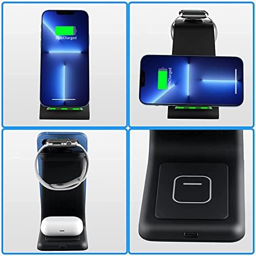 YOCUNKER 3-in-1 Qi Wireless Charging Dock – Efficient Space-Saving Solution for i Phone 14/13/12/11 Pro Max, Apple Watch Series 7/SE/6/5/4/3/2 & Air Pods 3/Pro/2 – Fast, Reliable Power with Enhanced Safety Features – Streamline Your Charging Experience and Declutter Your Workspace with This Sleek, Compact Design