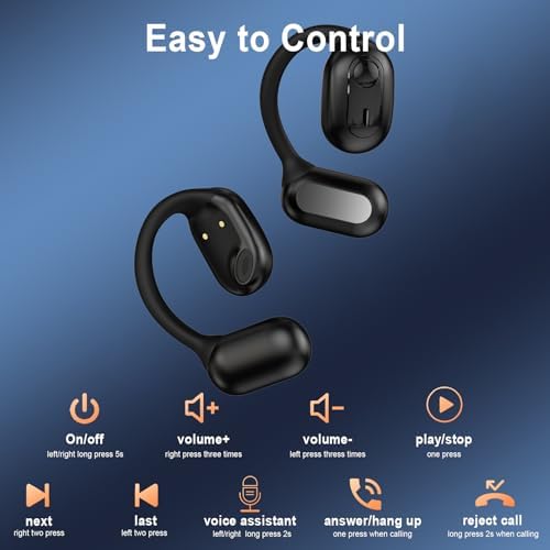 Revolutionary Open Ear Bluetooth 5.3 Earbuds with Ergonomic Secure Earhooks – Ideal for Active Lifestyles, Featuring Fast Charging, Sweat-Resistant Design, and Smart Digital Display Case for Music, Gaming, and Sports Enthusiasts – Unmatched Comfort and Connectivity for All-Day Use