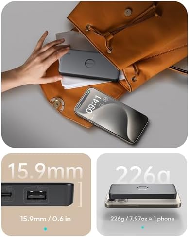 ROMOSS Ultra-Slim 10,000 m Ah Portable Charger – High-Speed Dual USB-C Power Bank for i Phone 16-11 & Samsung S24-S22 – Lightweight Travel Battery Pack with Fast Charging for On-the-Go Convenience
