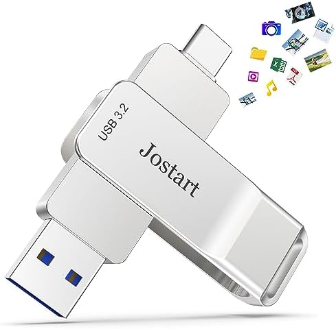 Ultra-Fast 256 GB Dual USB C Flash Drive | 500 MB/s Transfer Speed | USB 3.2 Gen 2 Memory Stick for i Phone 15, Android, PC & PS4 | Versatile Type-C & USB-A Compatibility for Effortless Data Backup and Storage Solutions