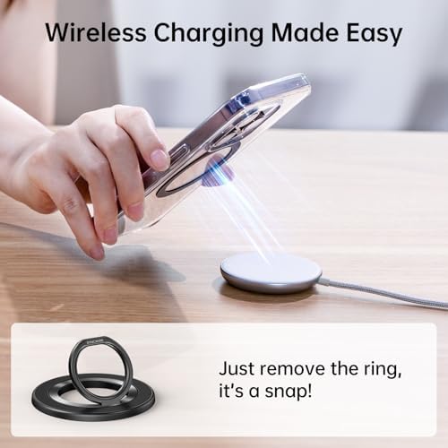 SYNCWIRE Mag Safe-Compatible Phone Ring Holder Grip – 360° Rotating Double-Sided Magnetic Stand for i Phone 12-16 Pro Max – Lightweight & Sleek White Design for Enhanced Usability and Style