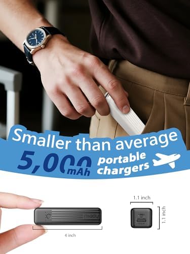 Miady 5000 m Ah Dual-Pack Lightweight Power Bank – Ultra-Portable Mini Charger with Fast Charging (5 V/2.4 A Output) – Compact Battery Pack for Universal Device Compatibility (i Phone, Galaxy, Android) – Essential Travel Accessory for On-the-Go Power