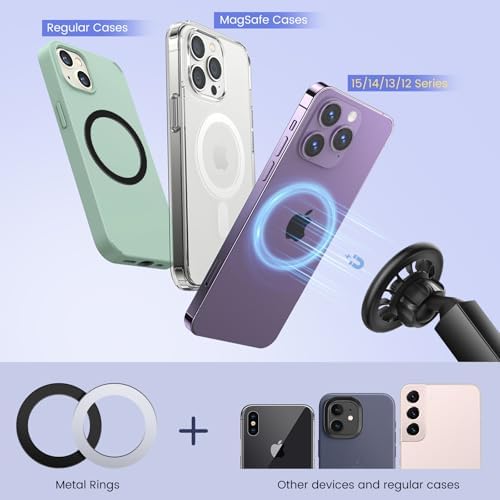 Mag Safe-Compatible Magnetic Cup Phone Holder for i Phone 15 Series – Stylish Red Adjustable Long Arm Car Mount with 360° Rotation for Ultimate Hands-Free Navigation and Safety Enhancement