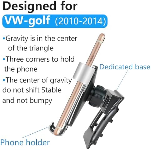 LUNQIN Premium Car Phone Holder for Volkswagen Golf GTI & Golf R (2015-2021) – Secure Smartphone Mount for Navigation & Hands-Free Calls – Effortless Installation, Adjustable Cradle for All Devices, Perfect for Charging, Enhances Driving Safety and Convenience