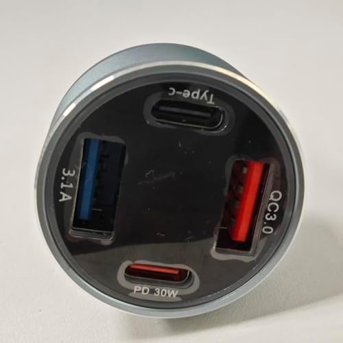 High-Power 65 W USB C Car Charger with 4 Fast Charging Ports, PD30 W Capability, Digital Voltage Display & 2 USB Cables – Ultimate Compatibility for i Phone 16/15/14/13, Samsung Galaxy S25/S24/S23, i Pads & More – Efficient On-the-Go Charging Solution