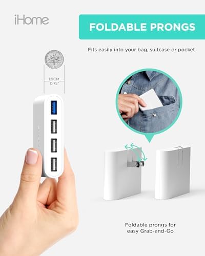i Home 2-Port USB Wall Charger – Compact Dual Port AC Adapter for Rapid Device Charging – Flat Design for Travel & Home Use – Enhanced Compatibility with Smartphones & Tablets – Safe, High-Speed Charging Solution