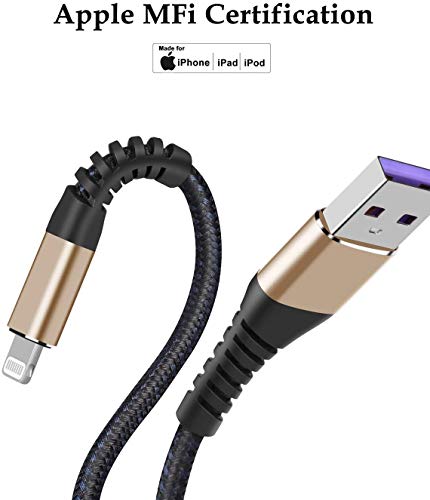 MFi Certified 16 ft Lightning Cable – 2 Pack Extra Long i Phone Charger for Ultimate Charging Flexibility, Fast Data Transfer, Durable Braided Design, Compatible with i Phone 12/11/11 Pro/11 Max/X/XS/XR/XS Max/8/7/6/5 S/SE and i Pad Mini/Air – Enhanced Performance in Blue