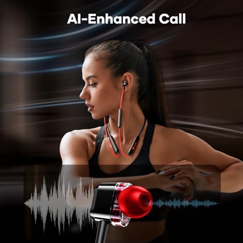 Linklike IPX7 Waterproof Bluetooth Neckband Headphones – 100-Hour Playtime Wireless Earbuds with Superior HD Sound Quality and 4 Dynamic Drivers – Ideal for Active Lifestyles, Running, Gym, and Outdoor Use – Seamless Device Compatibility and Secure Comfort Fit