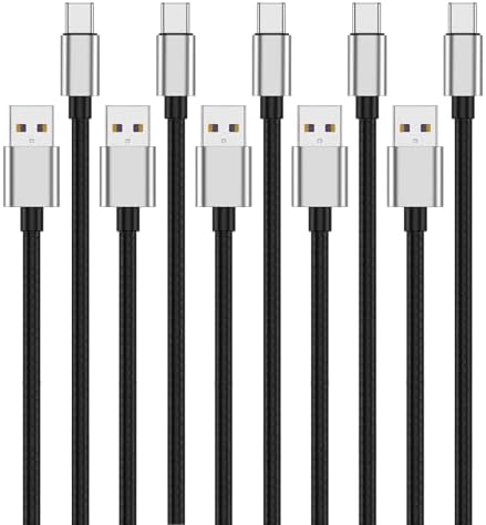 Cyven Premium 3 ft USB Type C Cable Duo Pack – Fast Charge & Data Transfer Cord, Durable TPE Construction, Compatible with Samsung Galaxy A Series, LG V Series, and More – Stylish Pink Design for Enhanced Performance and Versatility