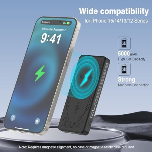 Compact Magnetic Power Bank – 5000 m Ah Wireless Charger with 20 W PD Fast Charging for i Phone 16/15/14/13/12 Pro/Mini/Max – Sleek Gold Design for Enhanced Portability and Compatibility
