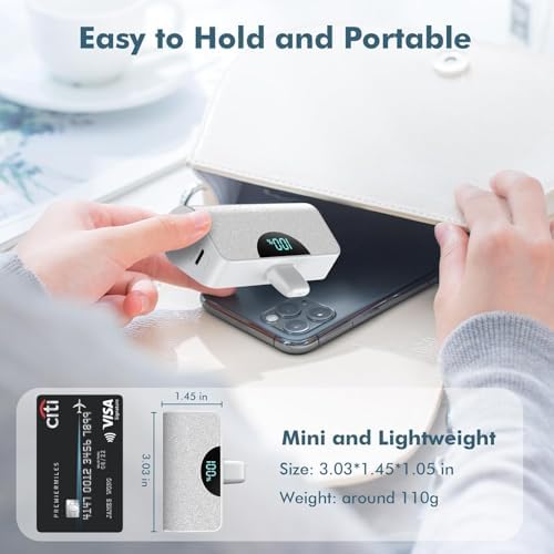 Ultra-Compact 2 Pack Mini Portable Charger 5200 m Ah with PD Fast Charging & LCD Display – Stylish Battery Backup Power Bank for i Phone 14/13/12/XR/7/6 – Your Essential On-the-Go Charging Solution