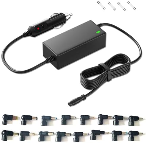 VHBW Universal 12 V-24 V Car Charger – Fast Charging DC Adapter for HP, Dell, Lenovo, Acer, Asus, Toshiba, Sony, Samsung, LG, JBL, and Bose Devices – Compact, Lightweight Power Supply for Laptops and Monitors with Safety Features