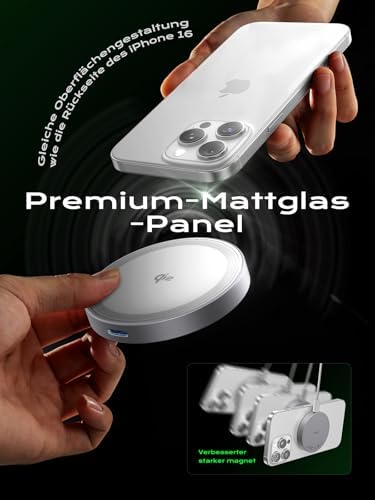 THREEKEY Mag Safe Wireless Charger – 15 W Qi2 Fast Charging Pad with Dual-Sided Magnetic Grip for i Phone 12-16 Series & Galaxy S25 Ultra – Includes 5 FT USB-C Cable – Sleek White Design for Effortless Power and Enhanced Compatibility