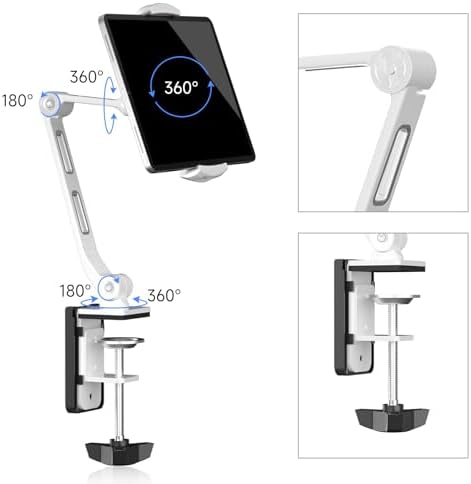 Suptek Adjustable Aluminum Alloy Cell Phone Desk Mount Stand – Versatile 360° Rotating Holder for i Pad, i Phone, Samsung & Asus (4.7-11 inches) – Perfect for Home, Office, or Kitchen Use – Unmatched Stability & Comfort for Daily Tasks