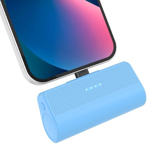 Ultra-Compact 5000 m Ah Portable Charger for i Phone – Fast Charging Power Bank in Purple, Compatible with i Phone 6/7/8/SE/11/XR/12/12 Pro Max/13/13 Pro Max/14/14 Pro Max/14 Plus & i Pad Series, Perfect Travel Companion for On-the-Go Charging