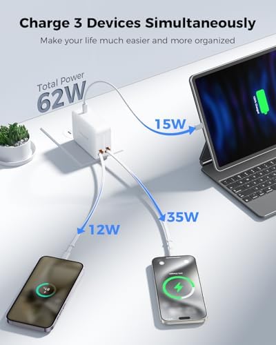 SUPERONE 3-in-1 Retractable Wall Charger: Dual USB-C Cables with 35 W PD Fast Charging – Compact Travel Power Hub for i Phone 16/15/14/13/12, i Pad, Samsung, and More – Ultimate Device Compatibility and Organization Solution
