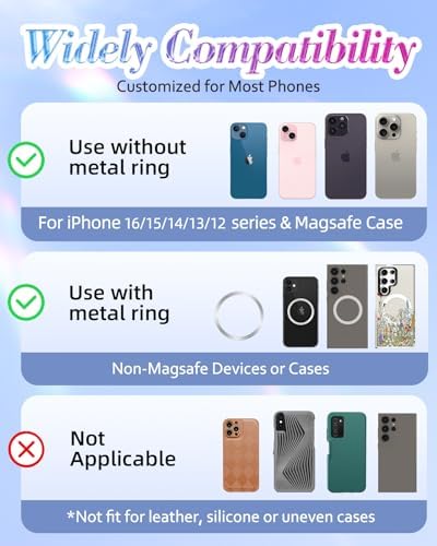 Glamorous Blue Glitter Mag Safe Phone Ring Holder – Stylish Magnetic Grip for i Phone 16, 15, 14, 13 Pro Max & Plus – Secure Finger Stand for Enhanced Control and Protection – Effortless Attachment and Detachment for Fashion-Forward Users