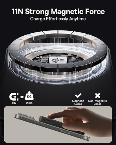 Baseus Magnetic Portable Charger for i Phone – 5,000 m Ah Qi2 Certified Wireless Power Bank with 15 W Mag Safe Compatibility & 20 W USB-C Fast Charging for i Phone 16/15/14/13/12 – Sleek, Lightweight Design for On-the-Go Power Solutions