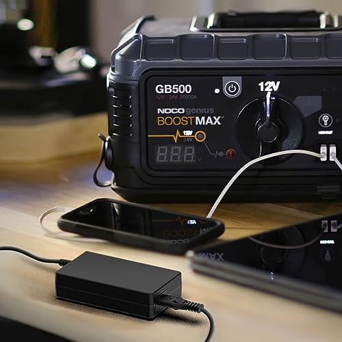 56 W High-Efficiency AC Power Adapter for NOCO Genius Boost Jump Starters – Ultra Safe Lithium Battery Charger with Rapid Charging and Enhanced Compatibility for Models GB70, GB150, GB250+, GB251+, GB500, GB500+ – Reliable Power Solution for Emergencies and Everyday Use