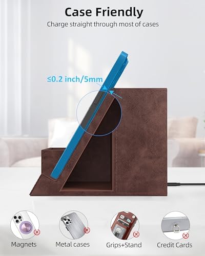 Elevate Your Workspace: Multifunctional Wireless Charger & Desk Organizer with 3 Compartments and Phone Stand – PU Black – Fast Charging & Stylish Office Essential for Maximum Productivity and Organization