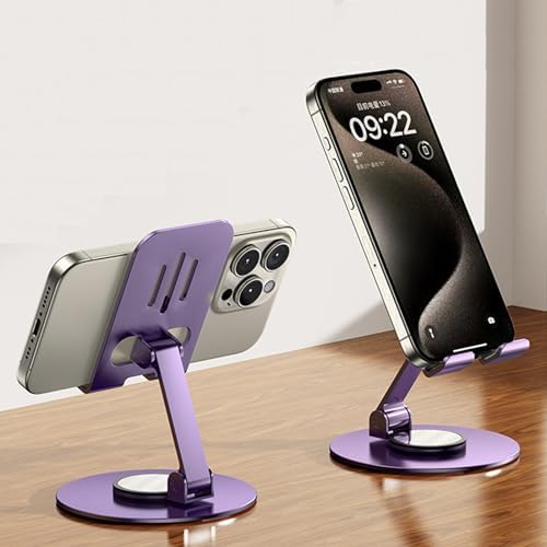 DEARART Cell Phone Stand, 360° Adjustable Phone Stand for Desk, Foldable Phone Holder Fully Carried Easily, Grey (Square Base) – Enhanced Compatibility and Speed