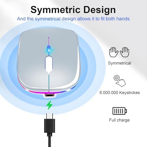 Ultimate Wireless Bluetooth Mouse for i Pad, Mac Book Pro, Air, and PCs – Rechargeable Silent Design for Productivity on the Go – Portable Slim Dual Mode Mouse with LED Indicators and Universal Compatibility