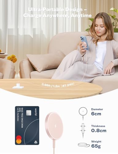 Bohuma Magnetic Wireless i Phone Charger – Fast Mag-Safe Charging Pad for i Phone 16, 15 Pro Max, 14 Pro Max, 13, 12 Pro Max & Air Pods Pro – Sleek Design for Home and Office – Effortless Alignment & Enhanced Power Efficiency