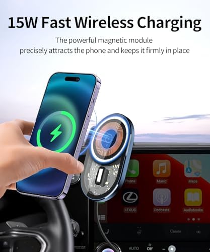 Lexus NX/RX Hybrid 2022-2025 Premium Wireless Charging Phone Holder – 360° Rotating Car Mount with Mag Safe Compatibility for 9.8-Inch Displays – Ultimate Convenience and Secure Access for Modern Drivers