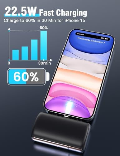 Ultra-Compact 10,000 m Ah Mini Power Bank with Fast Charge Technology – Integrated USB-C & i Phone Charging Cable Hidden in Lanyard – LCD Battery Status Display – Travel-Friendly Lipstick Design for Quick On-the-Go Power – Compatible with i Phone 6-16 Series, Samsung, Moto, LG & More – Charge Your i Phone to 60% in Just 30 Minutes – Perfect for Jetsetters and Daily Commuters