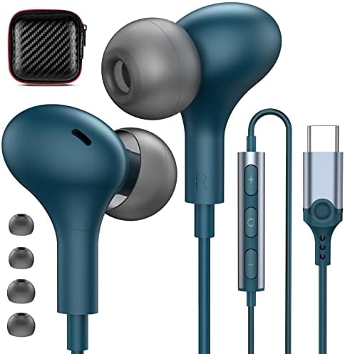 Magnetic USB C Earbuds for Samsung Galaxy S24 Ultra, S23 FE, S22, S21, A54, A53 & i Phone 16, 15 Pro Max – Noise Isolating Wired Headphones with Microphone and Volume Control for Enhanced Audio Experience – Perfect for Music Lovers and Professionals