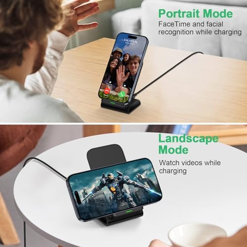 Samsung Fast Wireless Charging Stand 15 W – Universal Compatibility for Galaxy S24/S25 Ultra Plus, i Phone 16/15 Pro Max, Pixel 9 Pro – Sleek Design with 18 W Adapter for Optimal Performance – Perfect Desk and Nightstand Accessory