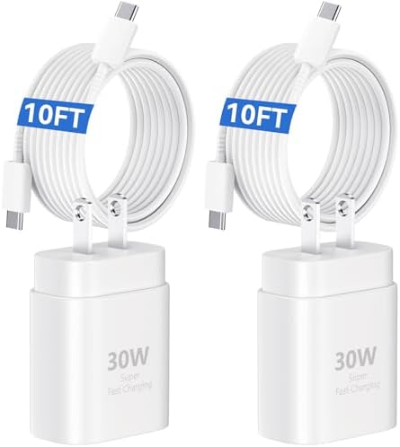 30 W Fast Charger for i Phone 15 Pro Max – 10 FT USB-C Cable & PD 3.0 Power Block | Rapid Charging for i Pad Pro/Air & Samsung S24 – Sleek Black Design for Ultimate Convenience and Durability