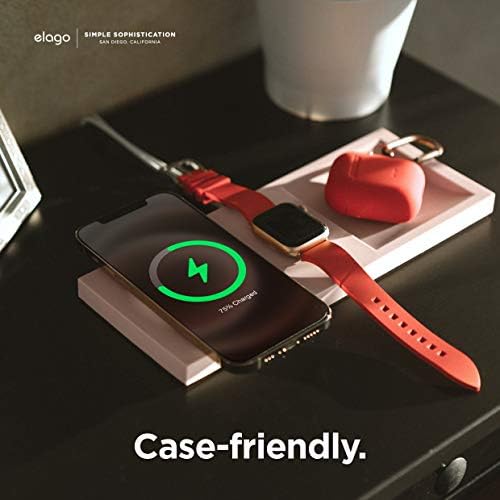 elago Dual Charging Tray for Mag Safe and Apple Watch – Stylish Jean Indigo Organizer for i Phone 16/15/14/13/12 & Air Pods – Compact Desk Solution for Enhanced Cable Management – Customizable Setup Without Charging Cable Included – Premium Quality for Modern Tech Enthusiasts