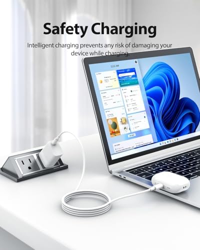 20 W Rapid Charge Adapter for Air Pods Pro, Max & All Generations – 6.6 Ft Durable Charging Cable Included for Enhanced Compatibility and Portability – Ultimate Power Solution for On-the-Go Audio Enthusiasts