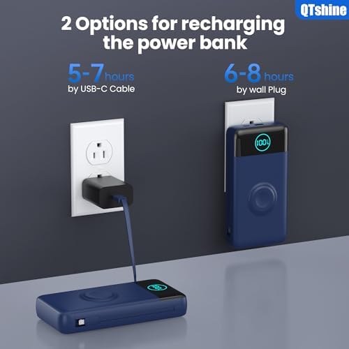 Ultimate 40800 m Ah Portable Power Bank – All-in-One Charging Solution with Built-in Cables, Wall Plug, and Apple Watch Charger – 6-in-1 QC4.0 25 W USB-C Fast Charging for i Phone 16/15/14, Galaxy & More – LCD Display for Real-Time Battery Monitoring and Enhanced Compatibility