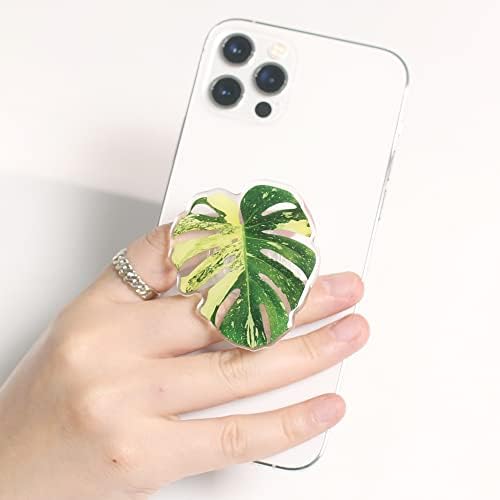 Tropical Leaf Mag Safe-Compatible Collapsible Phone Grip Stand – Chic Acrylic Smartphone Accessory for Optimal Stability and Comfort, Ideal for Hands-Free Viewing and On-the-Go Convenience (Crystallinum Dark)