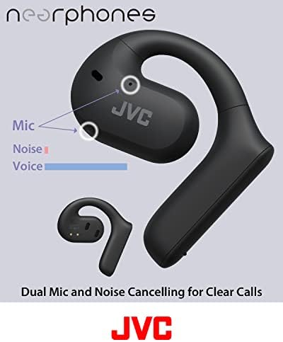 JVC Nearphones Open Ear True Wireless Headphones – Premium 16 mm Drivers for Deep, Rich Sound Quality, Ultra-Lightweight Design with 17-Hour Extended Battery Life, Versatile Single-Ear Usage Ideal for Active Lifestyles – Bluetooth 5.1 Enabled (Black) – Perfect for Daily Commutes and Sports Activities
