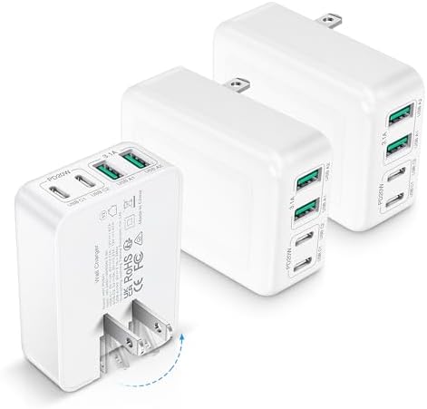High-Performance 3-Pack USB C Power Adapter – 40 W Slim Fast Charging Hub with 4 Universal Ports and Compact Foldable Plug for i Phone 16/15/14/11/12/13 Pro/Max, i Pad, Samsung Galaxy & More – Travel-Ready Charging Solution for Home and Office Use