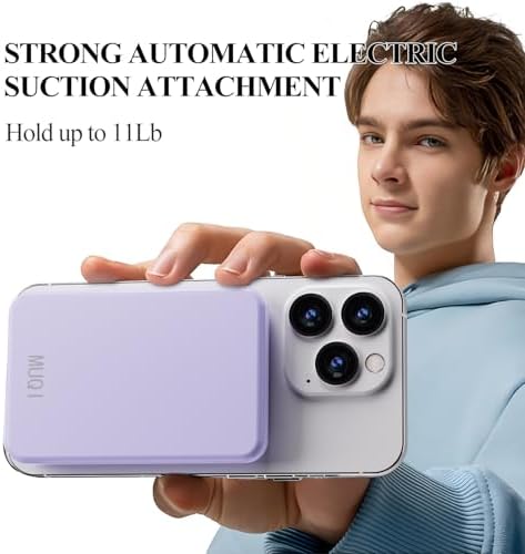 Suction-Enabled 5000 m Ah Wireless Power Bank – Ultra-Fast 22.5 W Portable Charger with USB-C for i Phone 16/15/14/13/12 & Android Devices – Sleek Blue Design for Effortless Charging on the Go