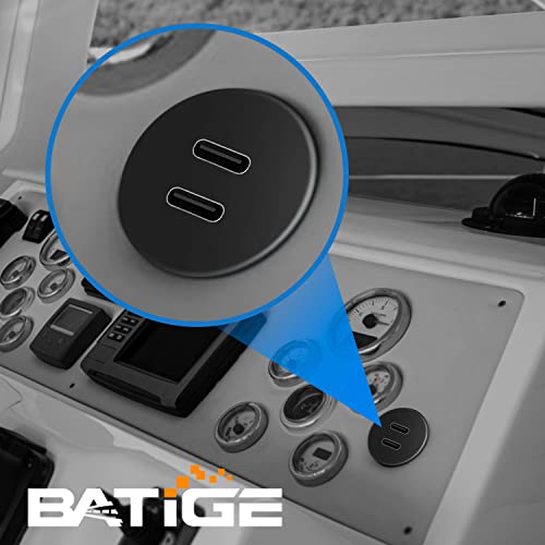 BATIGE Waterproof Dual Port USB-C 3.1 Flush Mount Cable for Vehicles – 3 ft Male to Female Extension for Car, Truck, Boat, and Motorcycle – High-Speed Data Transfer and Charging Solution with Sleek Design and Enhanced Durability