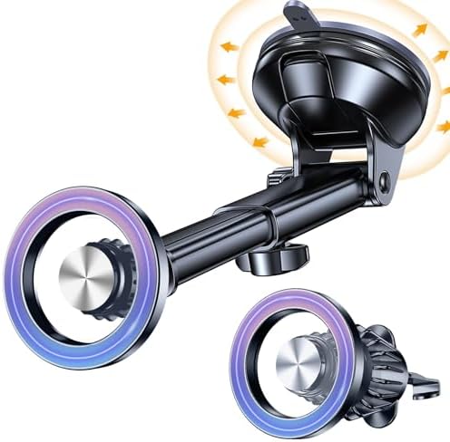 Mag Safe Car Mount – Versatile Magnetic Phone Holder for Windshield, Vent, and Dash – Secure Suction Cup Design for i Phone 12-16 Including Pro Max – Enhanced Compatibility, Quick Install, and Hands-Free Navigation for Ultimate Driving Safety and Convenience