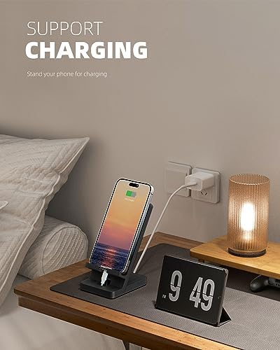 Cell Phone Stand with Tray, Wood Phone Docking Station for Men, Phone Holder for Desk, Men’s Docking Station and Organizer, Wooden Desk Organizer – Enhanced Compatibility and Speed