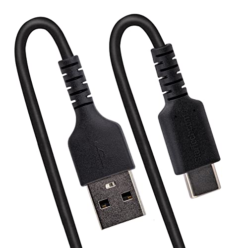 Durable 20-Inch Coiled USB A to C Charging Cable – Heavy-Duty USB 2.0 Fast Charge & Sync Cable, Sleek Black Design for Enhanced Portability and Compatibility with All Devices