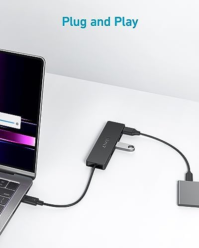 Anker Ultra-Slim 4-Port USB 3.0 Hub – Lightning-Fast 5 Gbps Data Transfer for Mac Book, i Mac, and Surface – Compact 0.7 ft Design for On-The-Go Professionals – Enhance Your Workspace with Effortless Connectivity and Seamless Device Integration