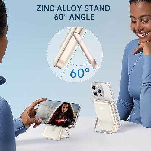 Mag Safe Portable Charger by EKR – 10,000 m Ah Fast Charging Power Bank with PD 20 W, Magnetic Attachment & Zinc Alloy Stand – Ultimate Wireless Charging Solution for i Phone 16/15/14/13/12 Series & Samsung Devices – Reliable, Compact, and Stylish Power Supply for On-the-Go Users
