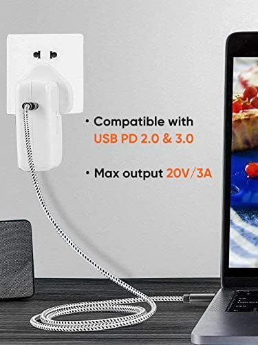 6.6 FT USB C to USB C Cable with LED Wattage Display – High-Speed 100 W PD Charging & Data Transfer, Durable Braided Design for i Pad, Mac Book, Galaxy S23/S22/S21, Pixel, Steam Deck, PS5 – Ultimate Connectivity Solution in Sleek Black