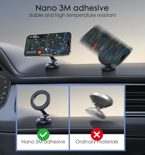 Magnetic Dashboard Phone Holder for Cars – Versatile Rotatable Mount for i Phone 15, 14, 13, 12 Pro Max Plus Mini & All Smartphones – Superior Stability for Hands-Free Navigation and Quick Access
